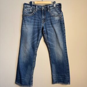 Silver Jeans Co Mens Zac Jeans Blue Wash Denim W34 L32 Western Cowboy Pockets